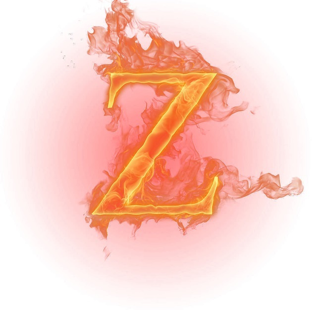 Огненная буква z на прозрачном фоне