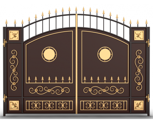 Металлические ворота с калиткой