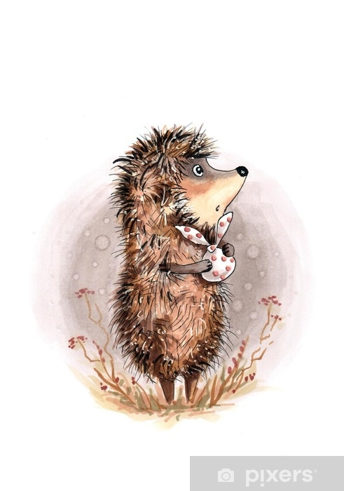 Ежик в тумане на белом фоне