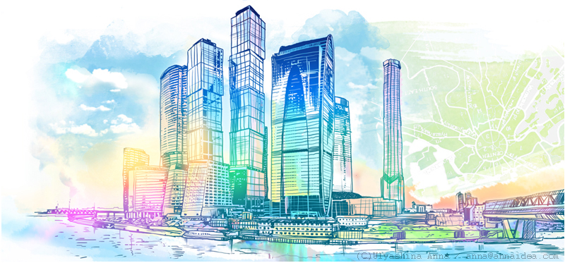 Современный город рисунок