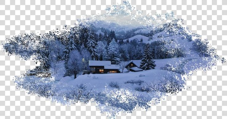 Клипарт зимний пейзаж на прозрачном фоне