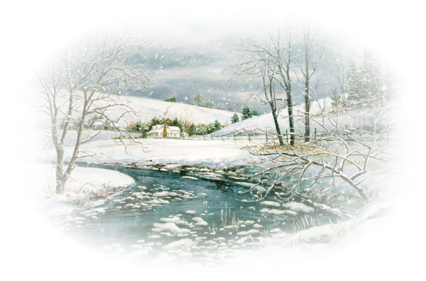 Зимний пейзаж на прозрачном фоне