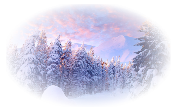 Новогодние пейзажи на прозрачном фоне