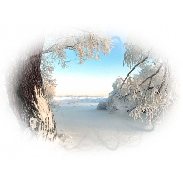 Зимний пейзаж на белом фоне