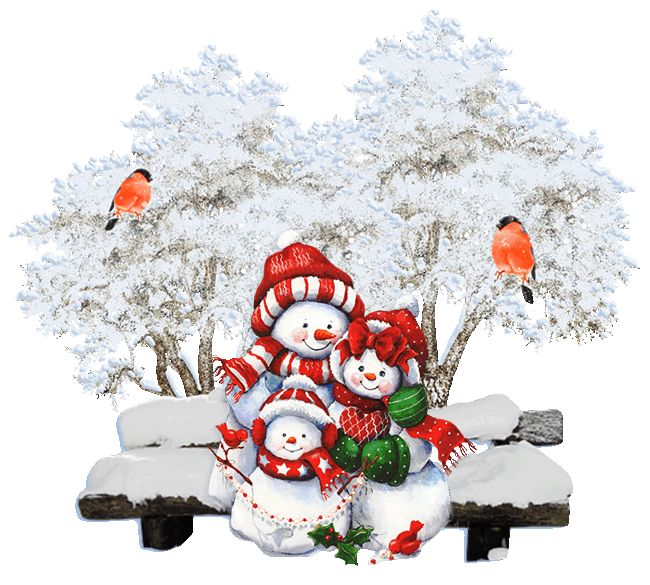 Новогодние пейзажи на прозрачном фоне