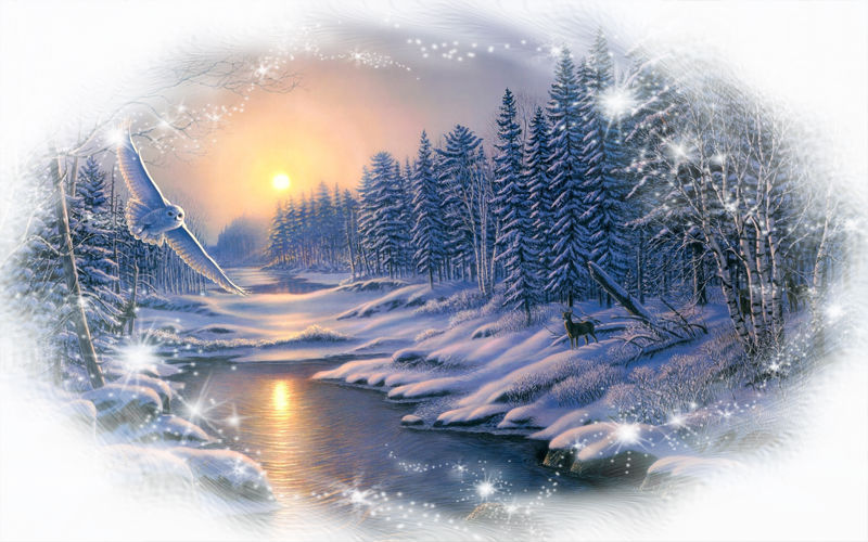 Зимний пейзаж в овале