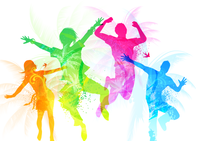 Цветные силуэты молодежи
