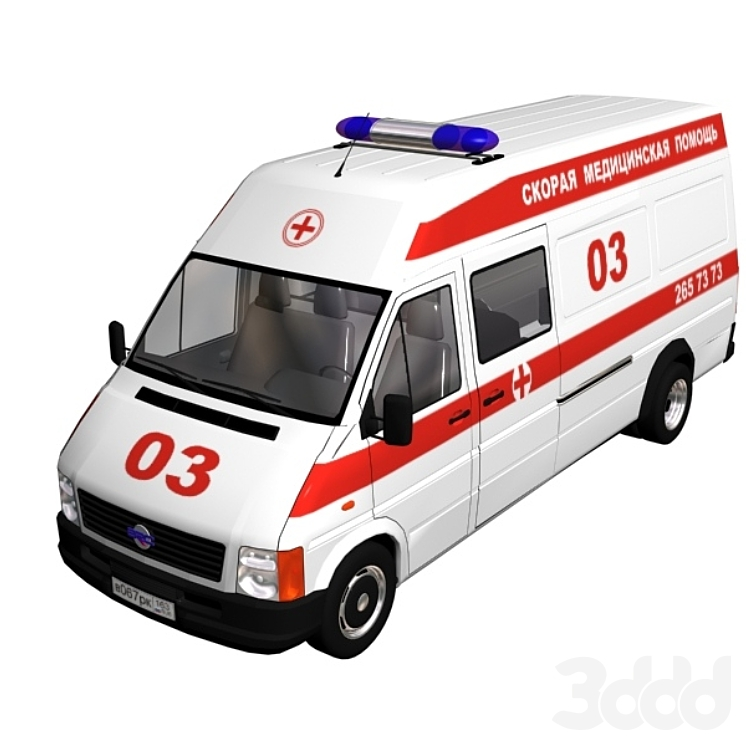 Скорая машина на белом фоне