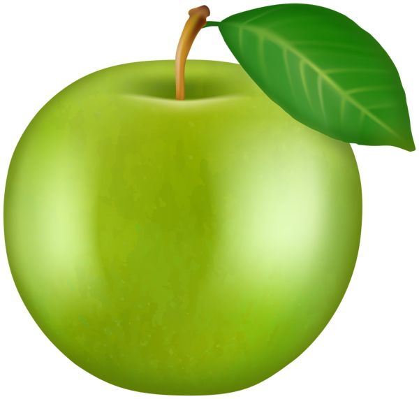 Зеленое яблоко на белом фоне