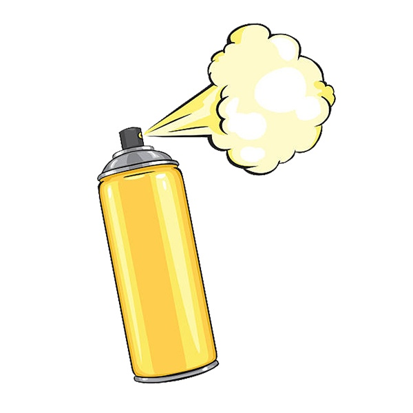 Баллончик с краской распыляет