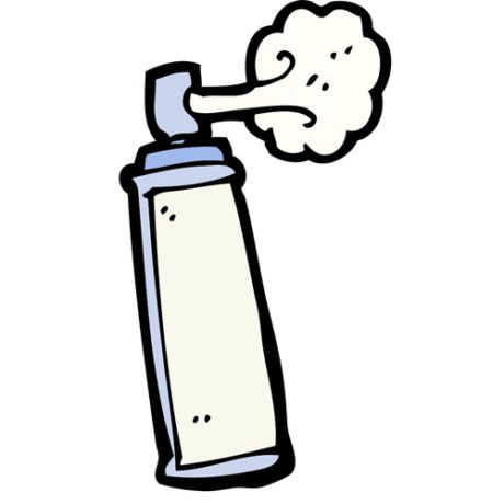 Баллончик с краской распыляет
