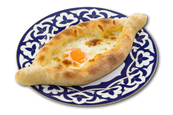 Хачапури по-аджарски вид сбоку фон