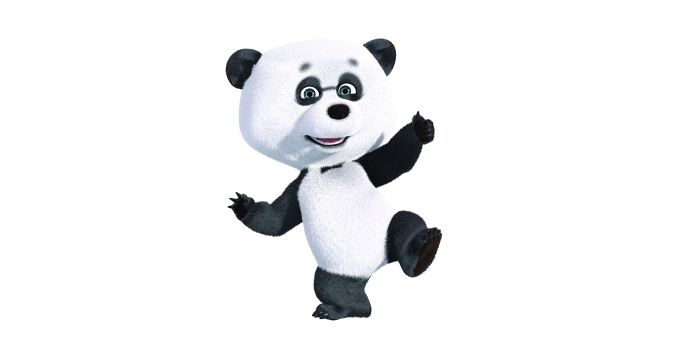 Маша и медведь Панда на белом фоне