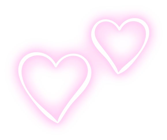 Неоновые сердечки на прозрачном фоне