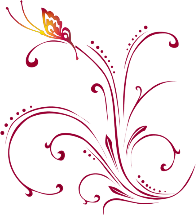 Цветочный орнамент на прозрачном фоне