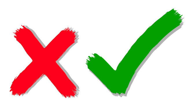 Красный крест и зеленая галочка