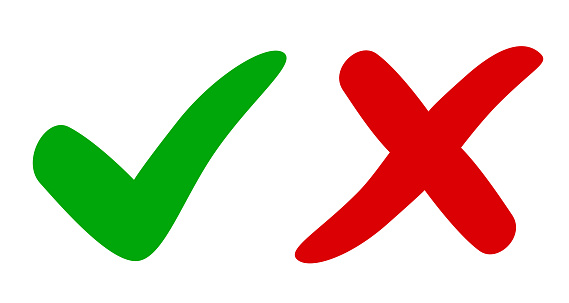 Красный крестик и галочка