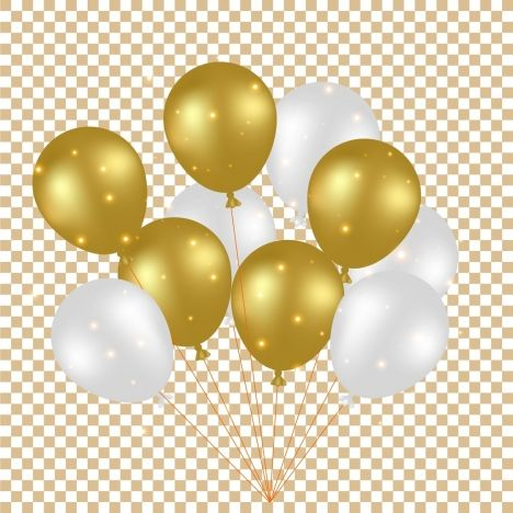 Шарики золото на прозрачном фоне