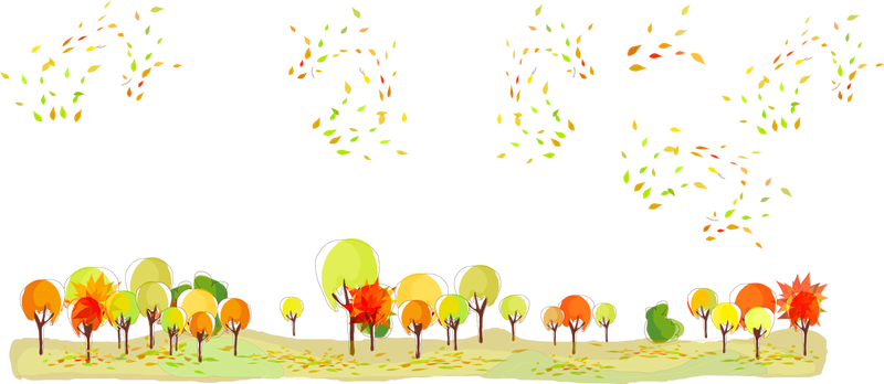 Осенний детский лес на прозрачном фоне