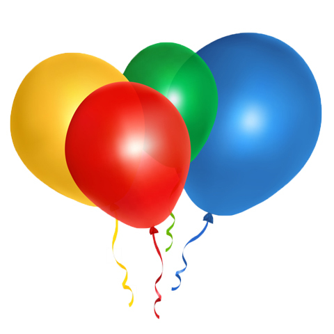 Воздушные шарики на прозрачном фоне