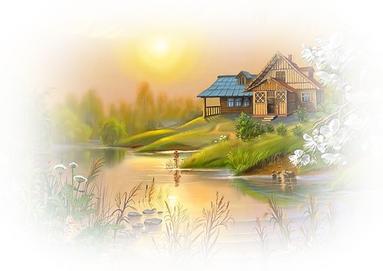 Деревенский домик рисунок