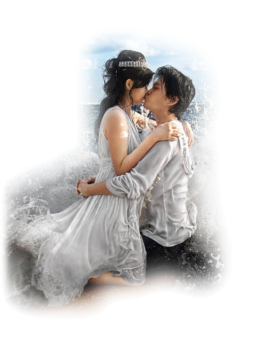 Влюбленные на прозрачном фоне