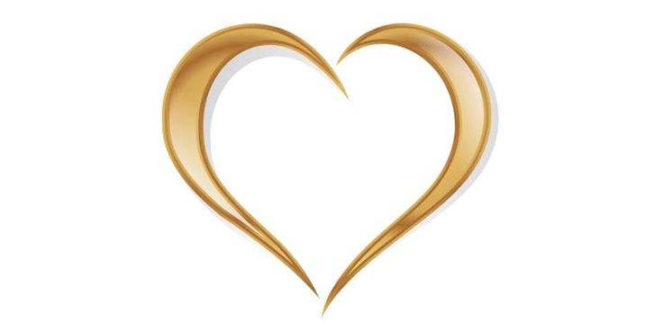 Золотое сердце на белом фоне