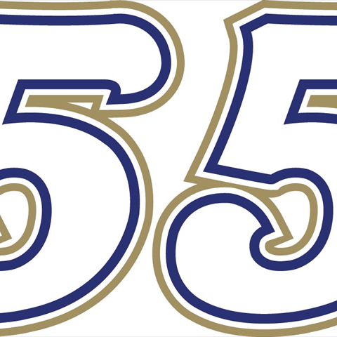 Цифра 55 на прозрачном фоне