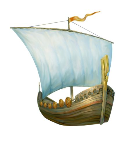 Сказочный корабль на прозрачном фоне