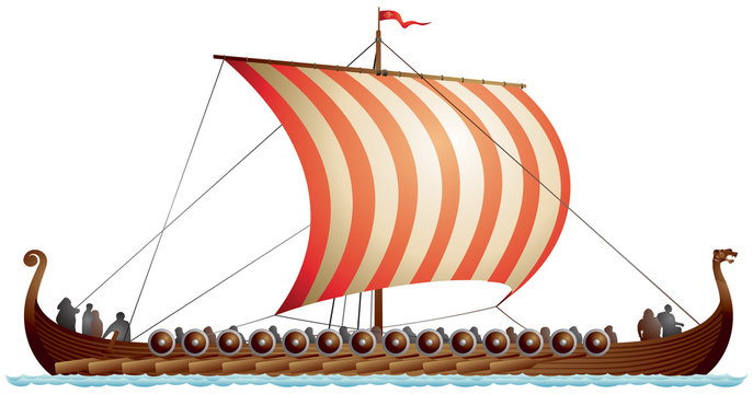 Дракар викингов сбоку