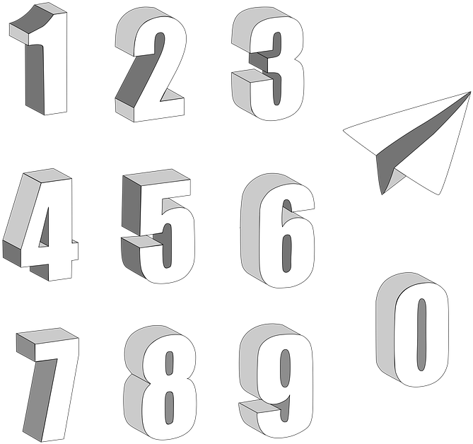 Красивые объемные цифры карандашом