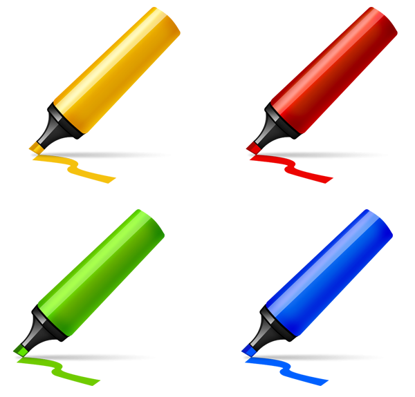 Ручки и карандаши на прозрачном фоне