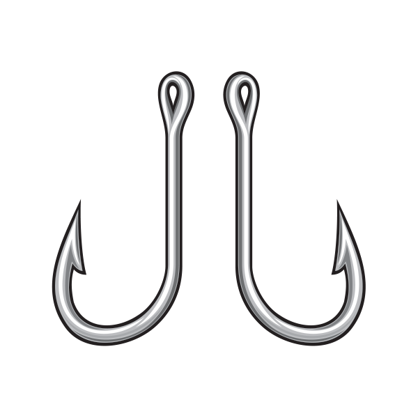 Крючок рыболовный на прозрачном фоне