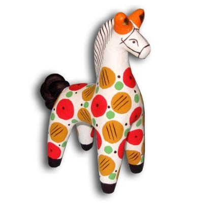 Народная игрушка лошадка Дымковская