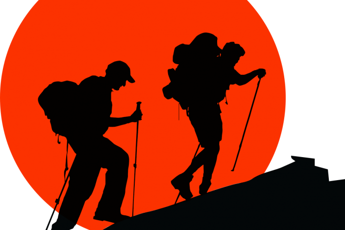 Поход в горы силуэт