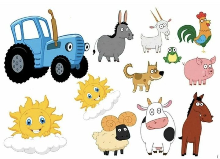 Синий трактор вафельная