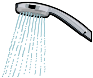 Душевая лейка на белом фоне