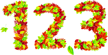 Осенние цифры на прозрачном фоне