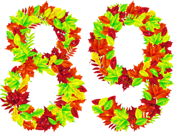 Осенние цифры на прозрачном фоне
