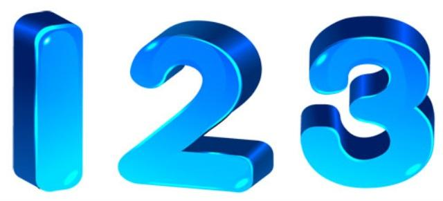 Цифры синие на прозрачном фоне