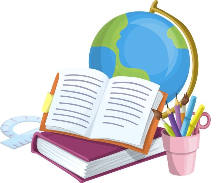 Школьные принадлежности на прозрачном фоне