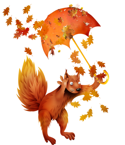 Зверюшки с листочками осенними