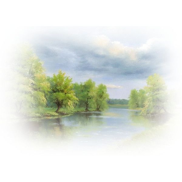 Пейзаж на белом фоне