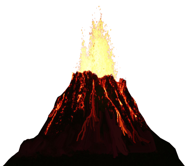 Вулкан на белом фоне