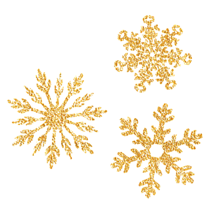 Золотые снежинки на прозрачном фоне