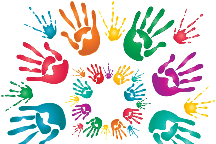 Разноцветные детские ладошки