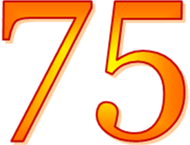 Цифра 75 на прозрачном фоне