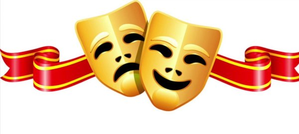 Театральные маски на белом фоне
