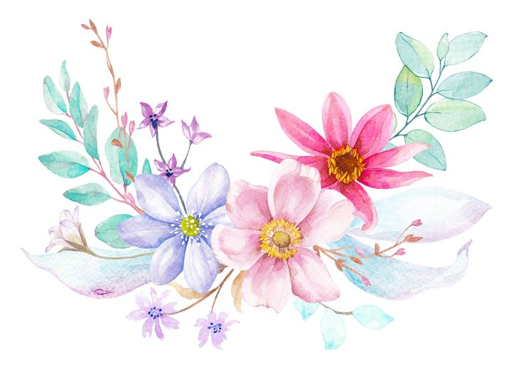 Прозрачные Акварельные цветы