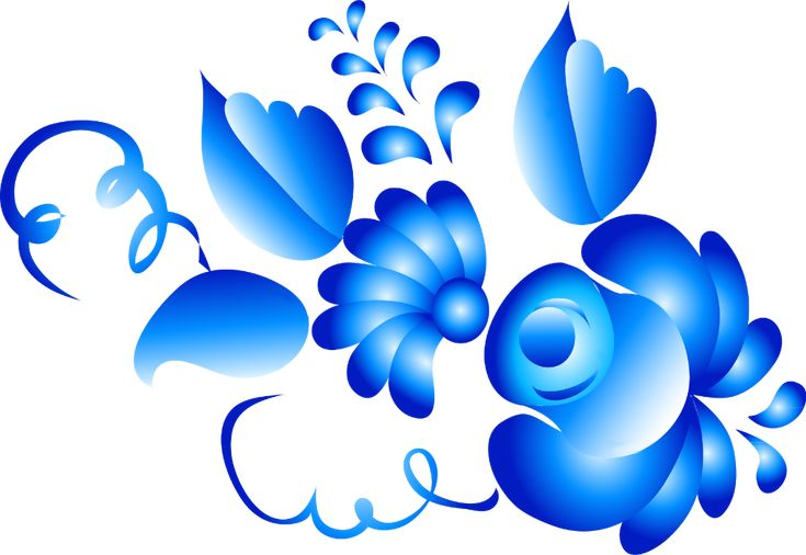 Гжельская роспись на прозрачном фоне